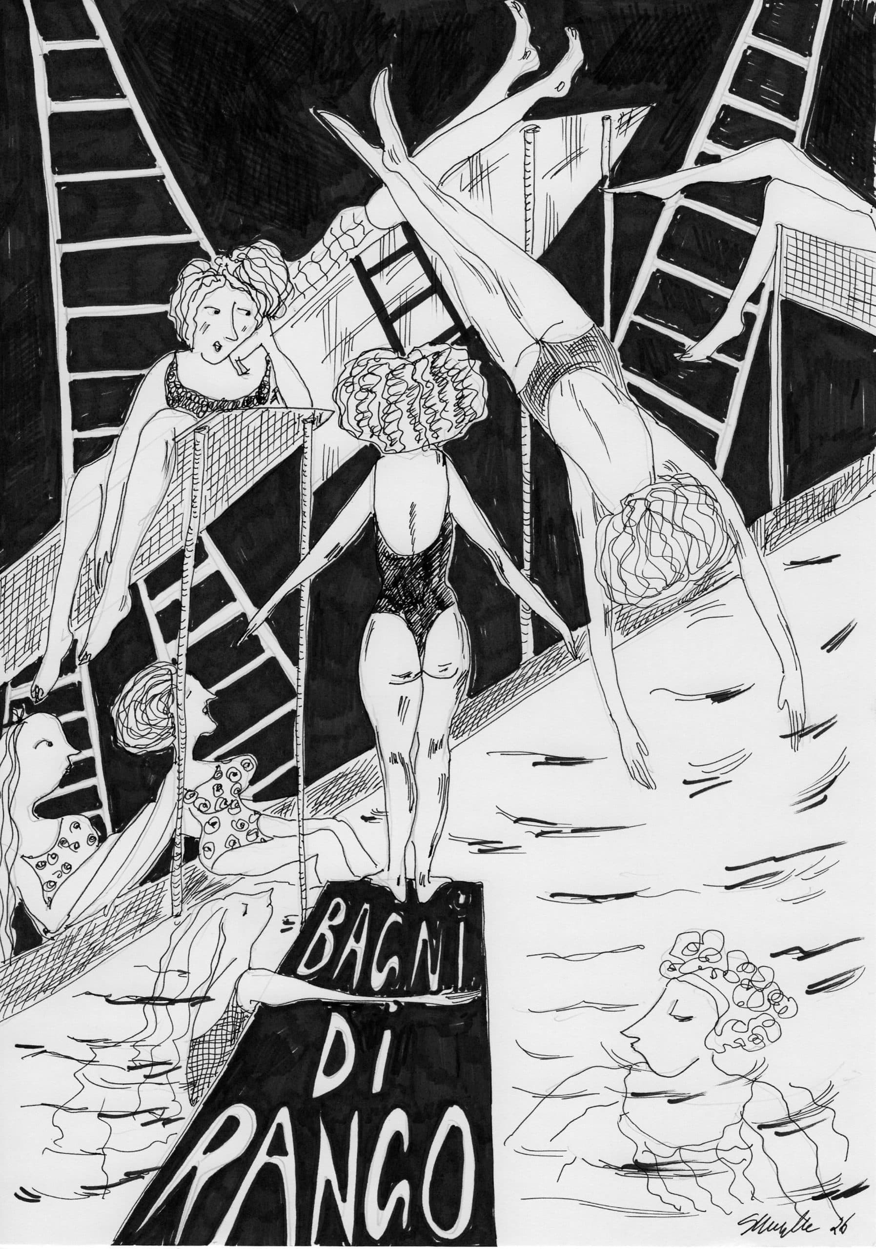 Bagni di rango – Original ink drawing on paper