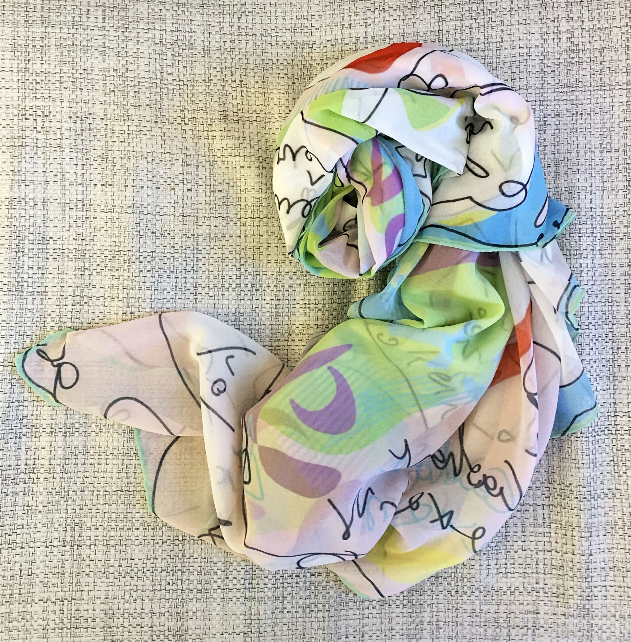 SOLD!-Le Cadavre Exquis contemporary art scarf - Image 3