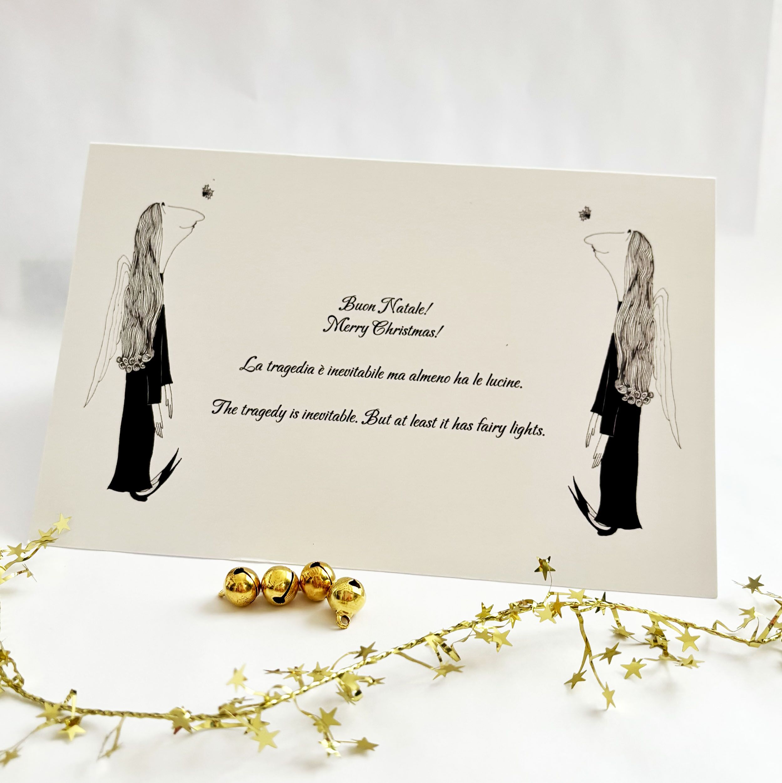 Set of 3 Christmas Cards – “Tragedy is inevitable. But at least it has fairy lights.” - Image 7